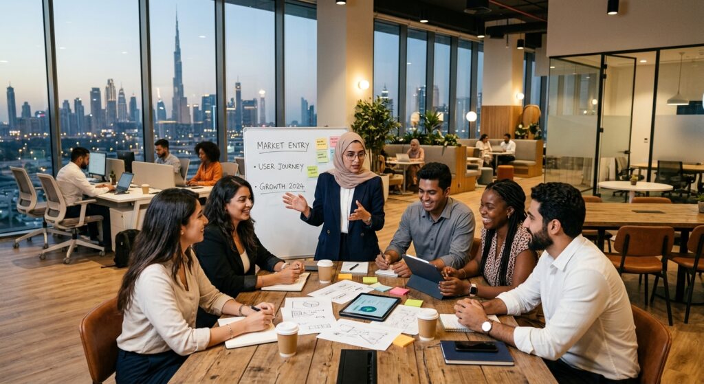 professionals working in shared workspace Dubai
