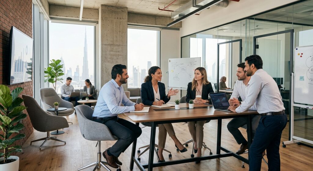 professionals working in modern workspace Dubai