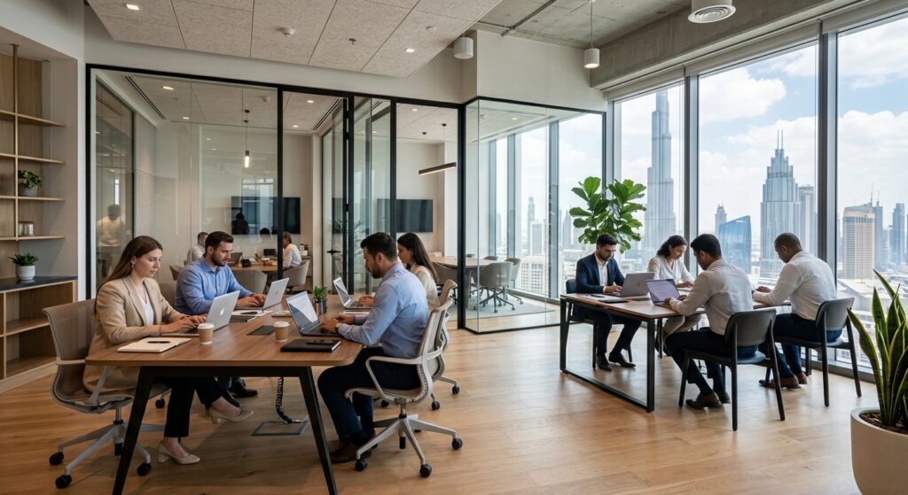 modern workspace in Dubai office interior