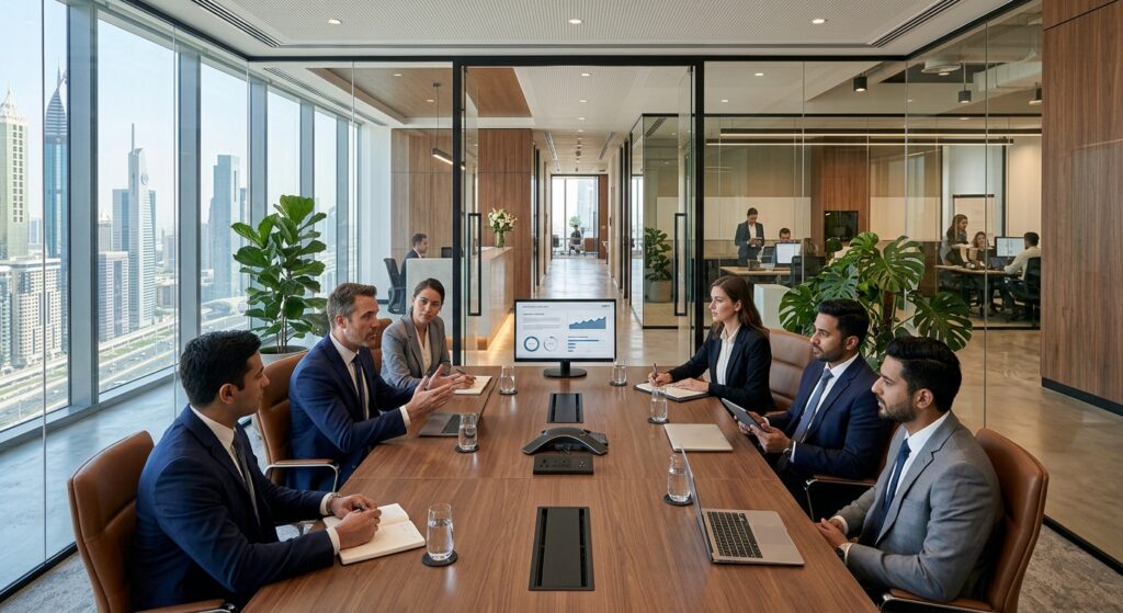 professional business center workspace in Dubai