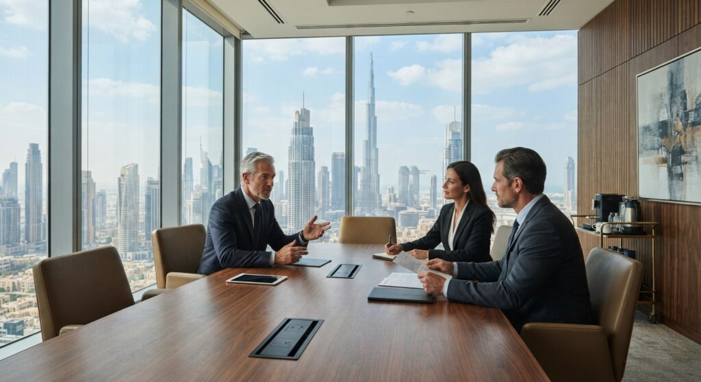 executives meeting in executive office space in Dubai