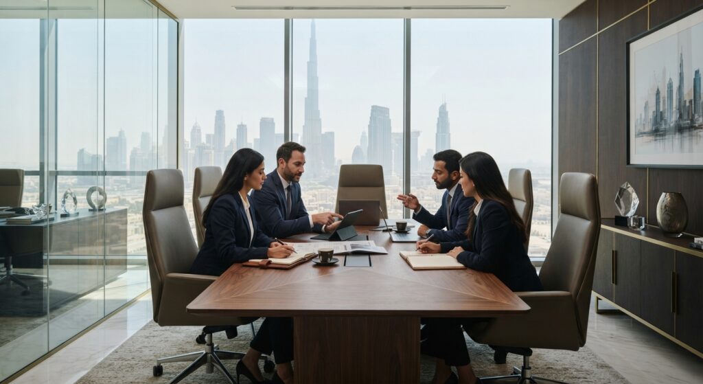 professionals in private office space in Dubai