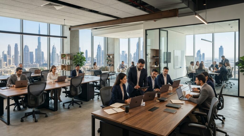Commercial Office Space in Dubai with modern business interior
