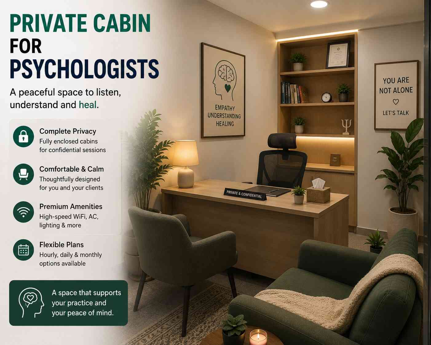 The best private cabin for psychologists in Navi Mumbai, affordable
