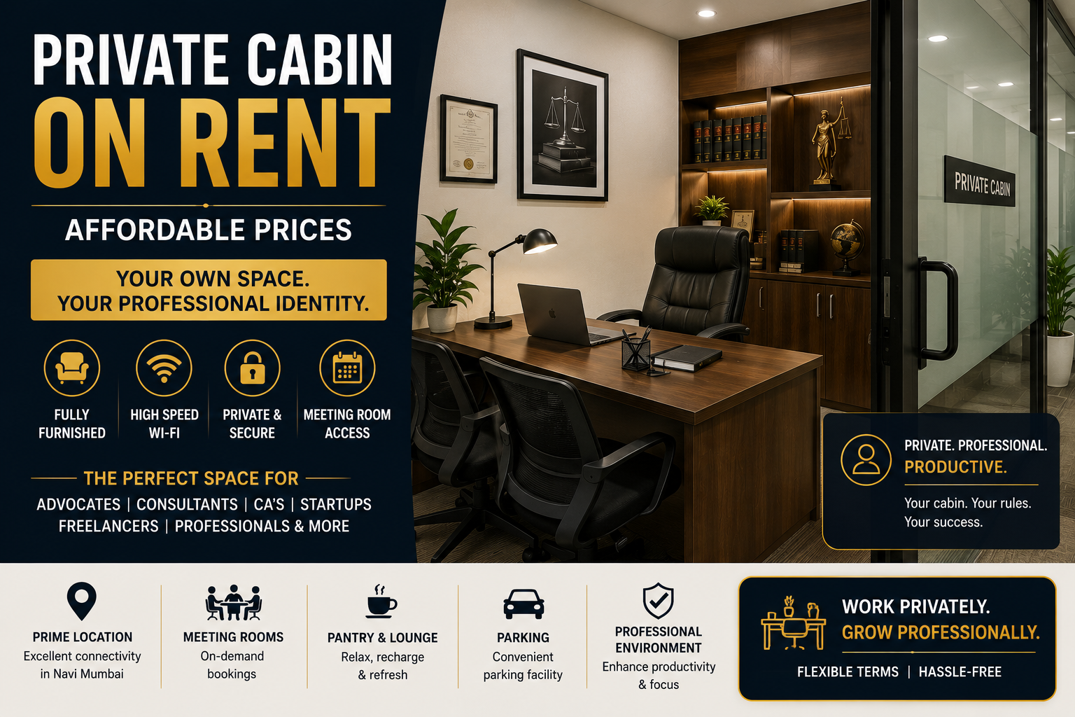 The best private cabin on rent for advocates, affordable